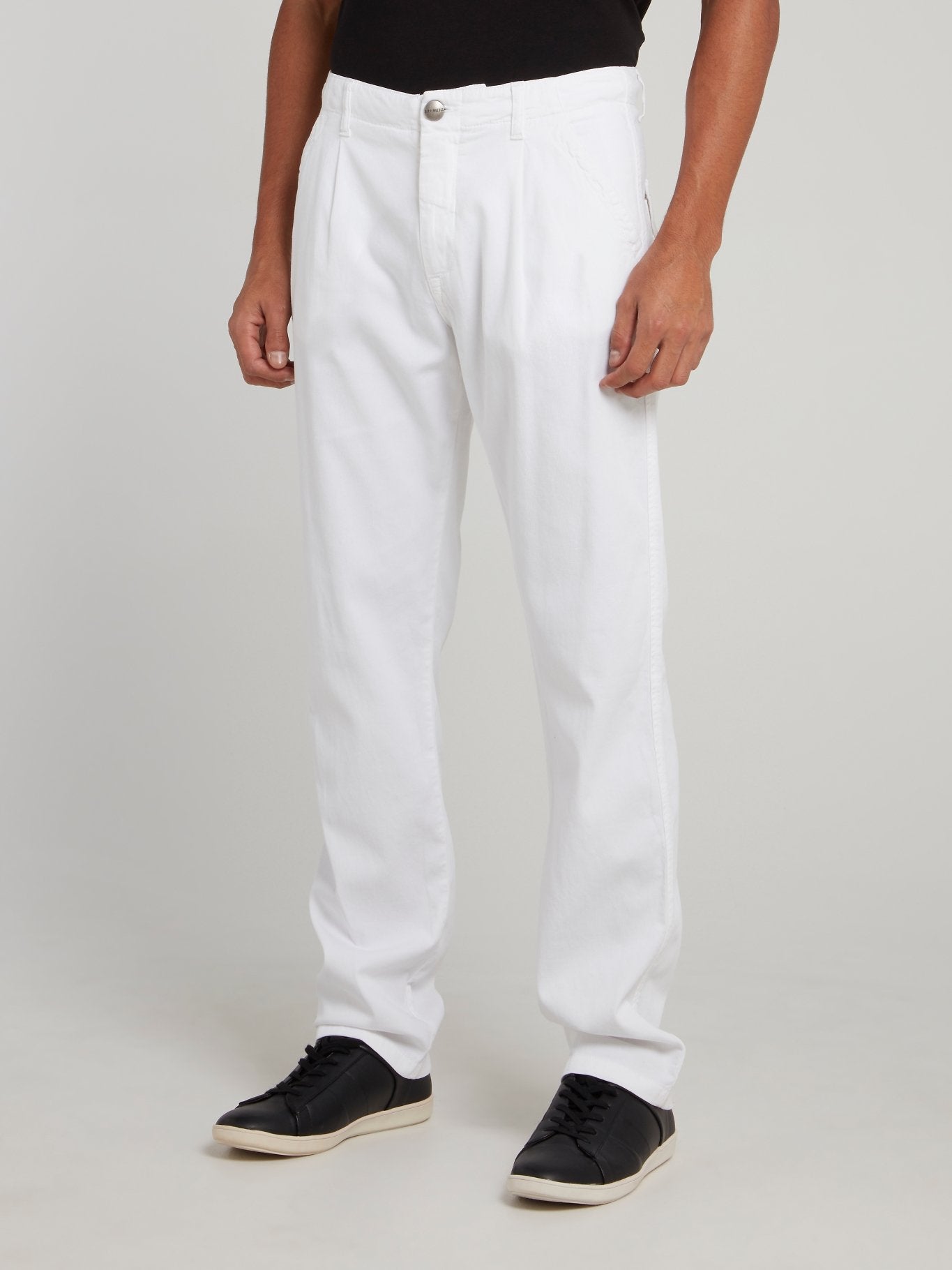 White Straight Cut Pants