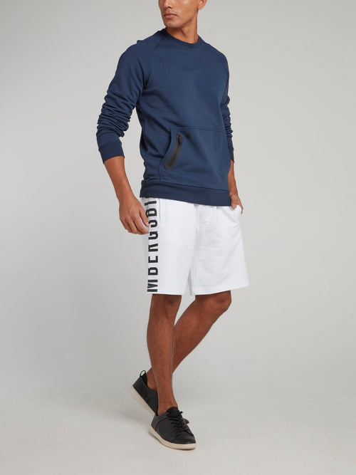 White Side Logo Drawstring Shorts