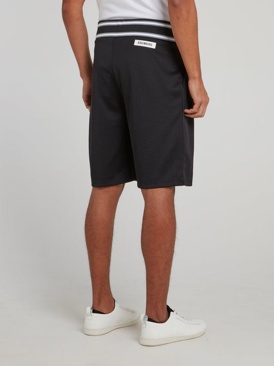 Black Stripe Waist Drawstring Shorts