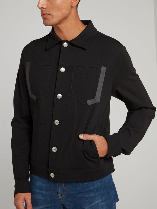 Black Jean Button Jacket