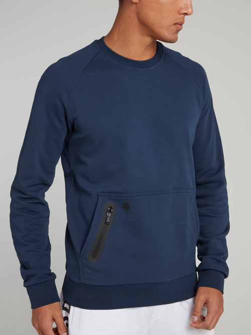 Navy Rear Logo Print Sweatshirt