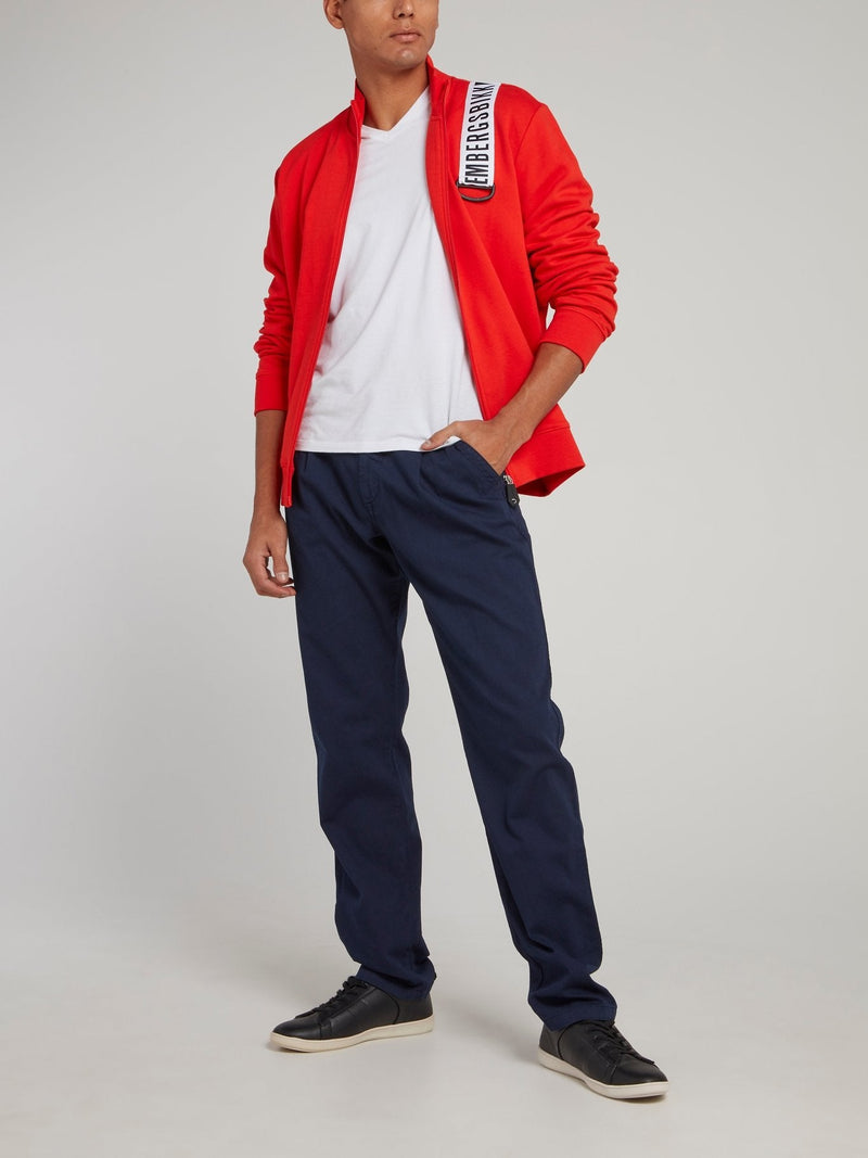 Red Logo Strap High Neck Jacket