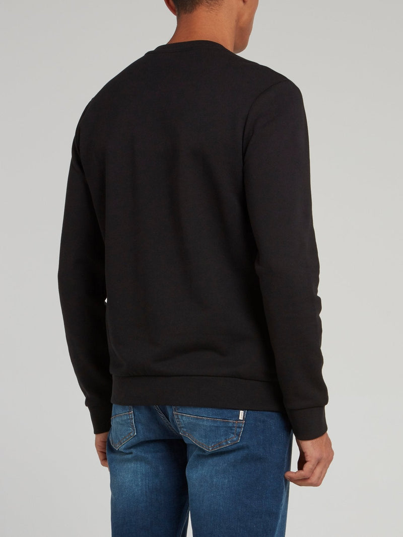 Black with Silver Logo Patch Sweatshirt