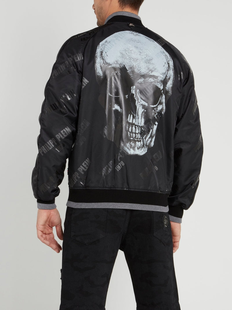 PP78 Black Monogram Print Skull Jacket