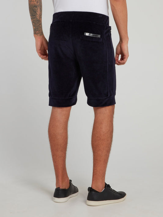 Navy Velvet Jogging Shorts