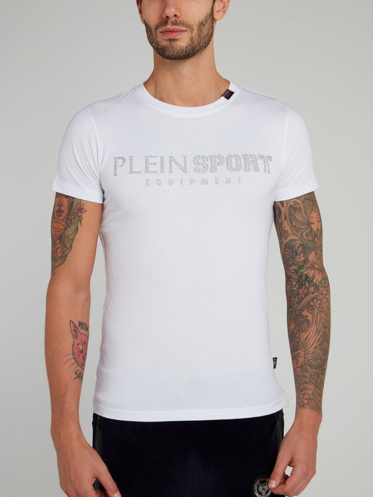 White Logo Scratch Print T-Shirt