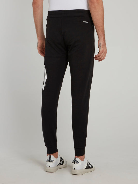 Black Sport Logo Fleece Pants