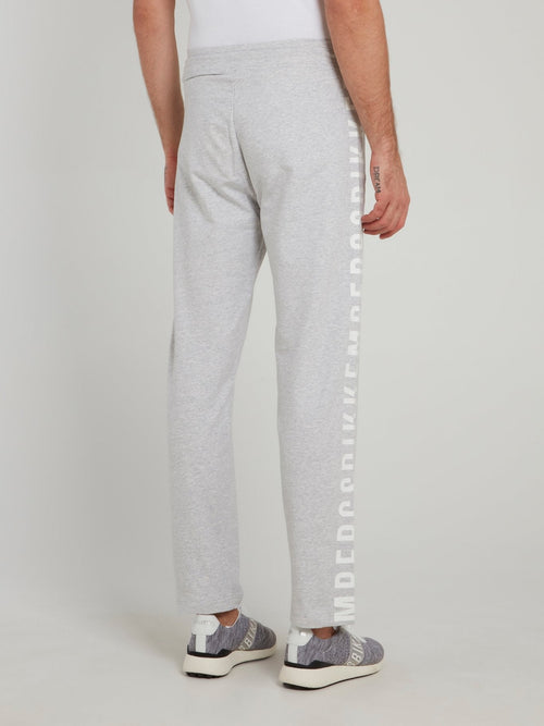 Grey Logo Side Stripe Fleece Pants