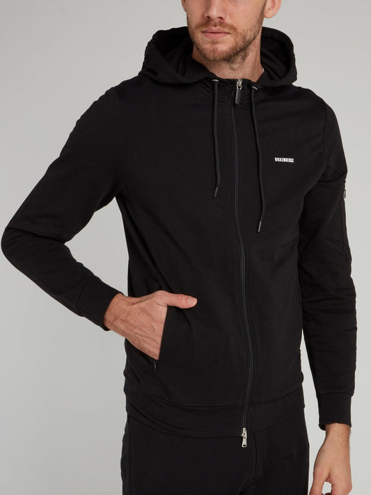 Black Rear Logo Hooded Jacket