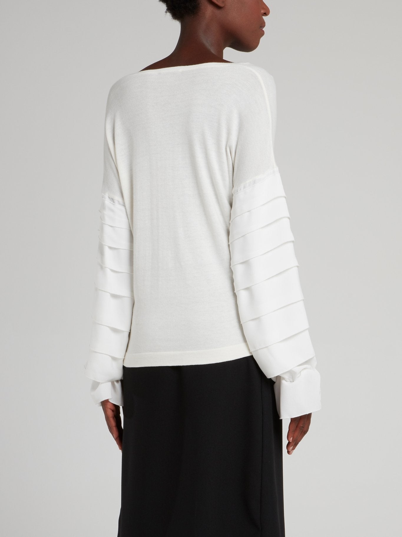 White Tiered Sleeve Sweater