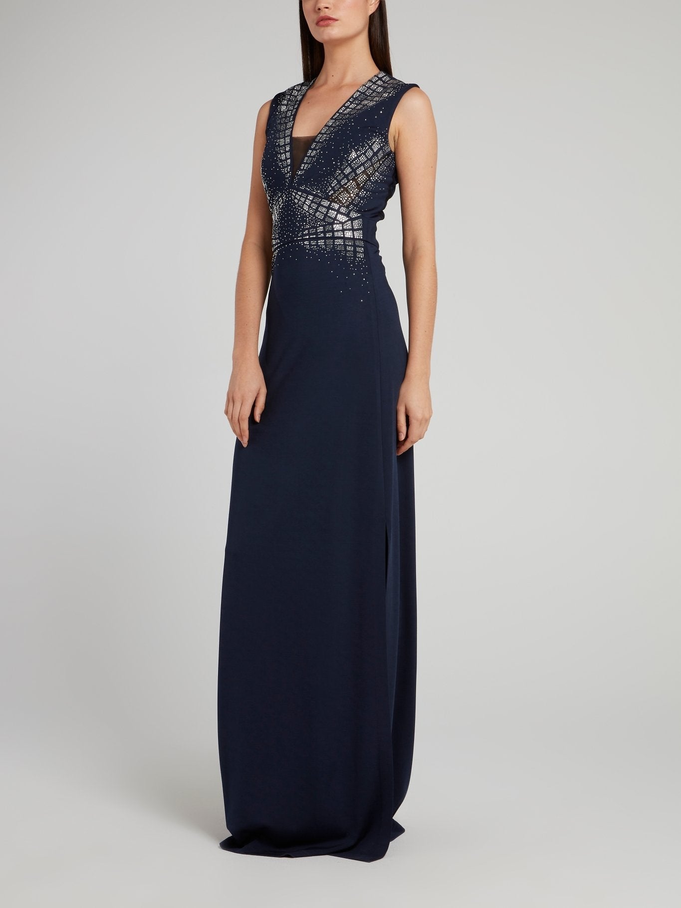 Navy Studded A-Line Dress