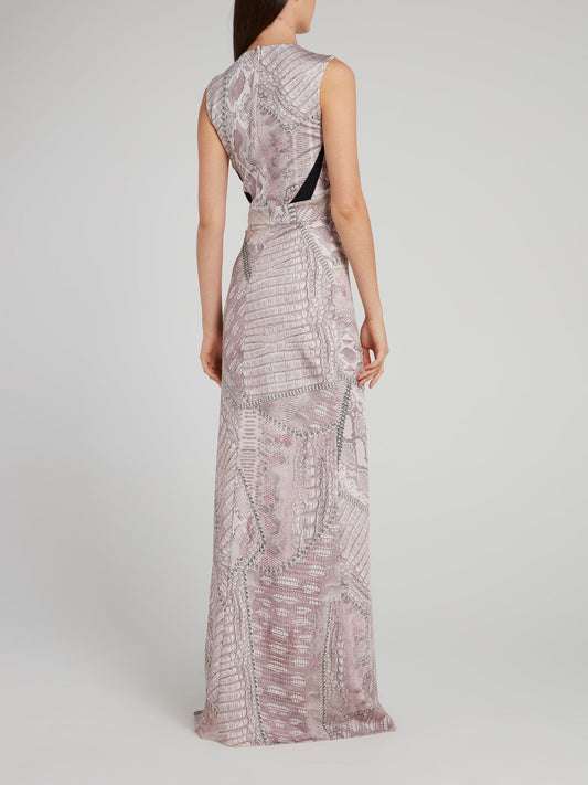 Purple Python Effect Maxi Dress