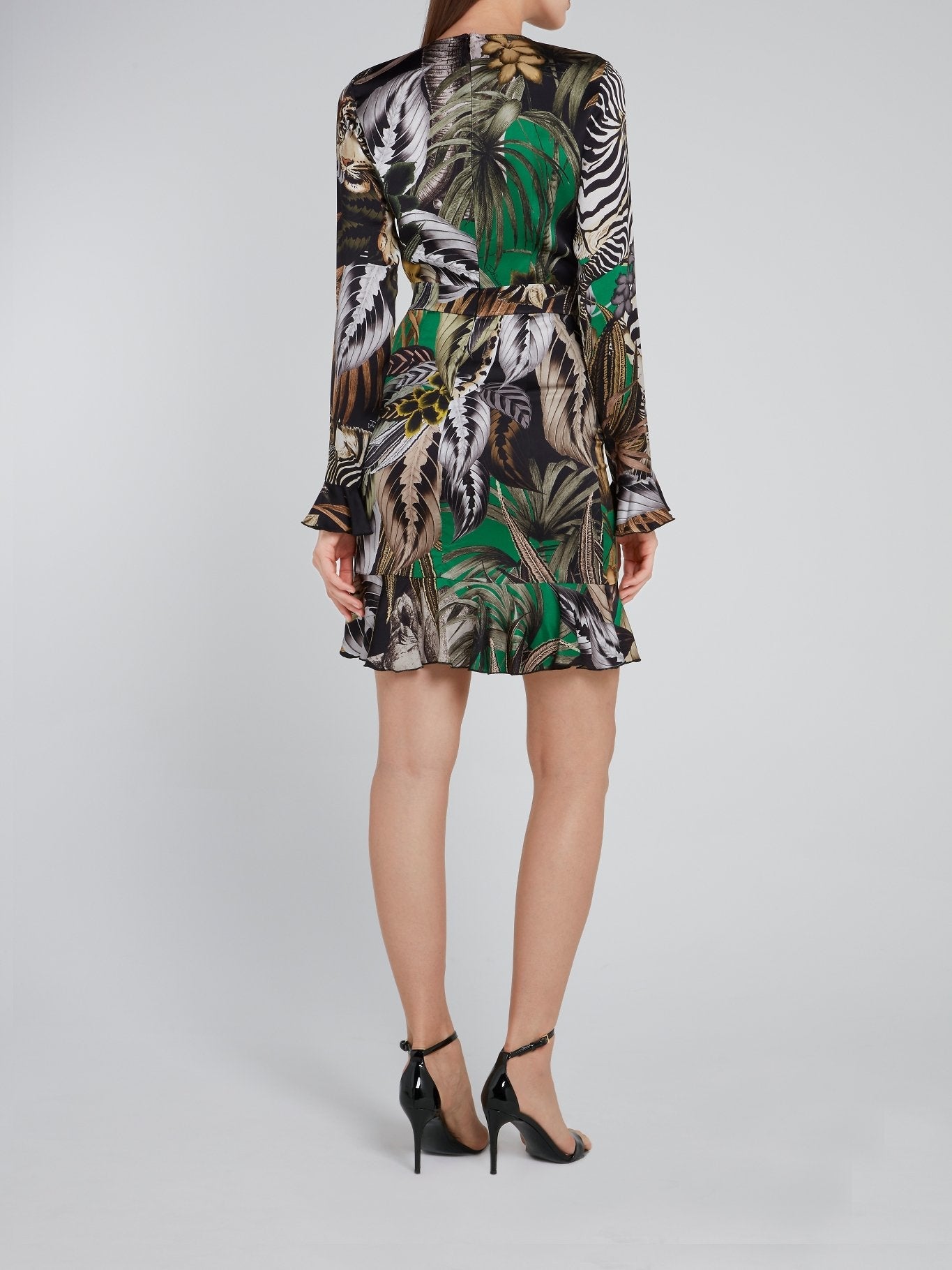 Tropical Print Frill Hem Dress