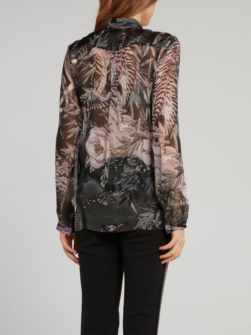 Jungle Print Chiffon Blouse