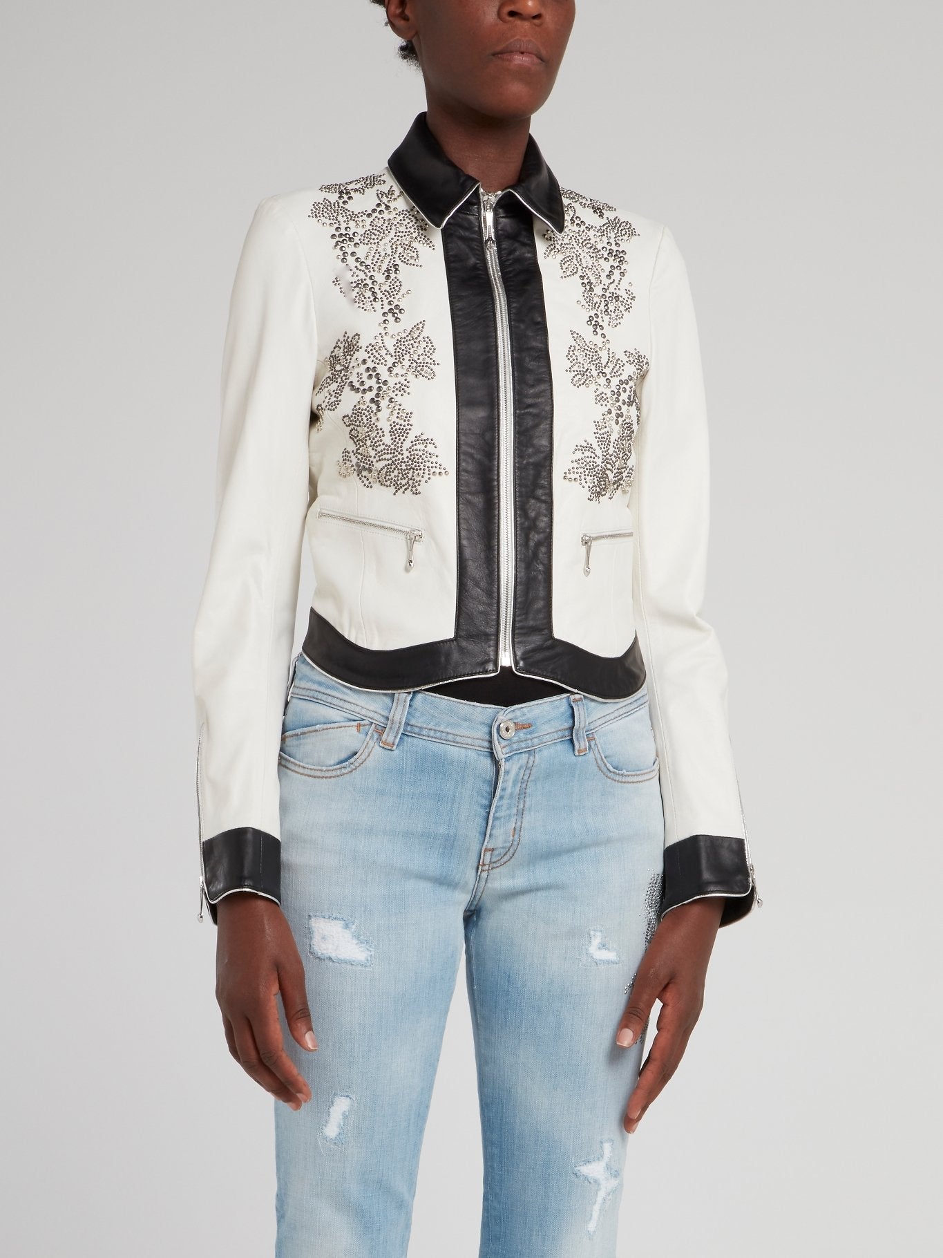 White Collared Sports Jacket