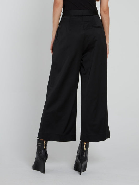 Black Button Embellished Culottes