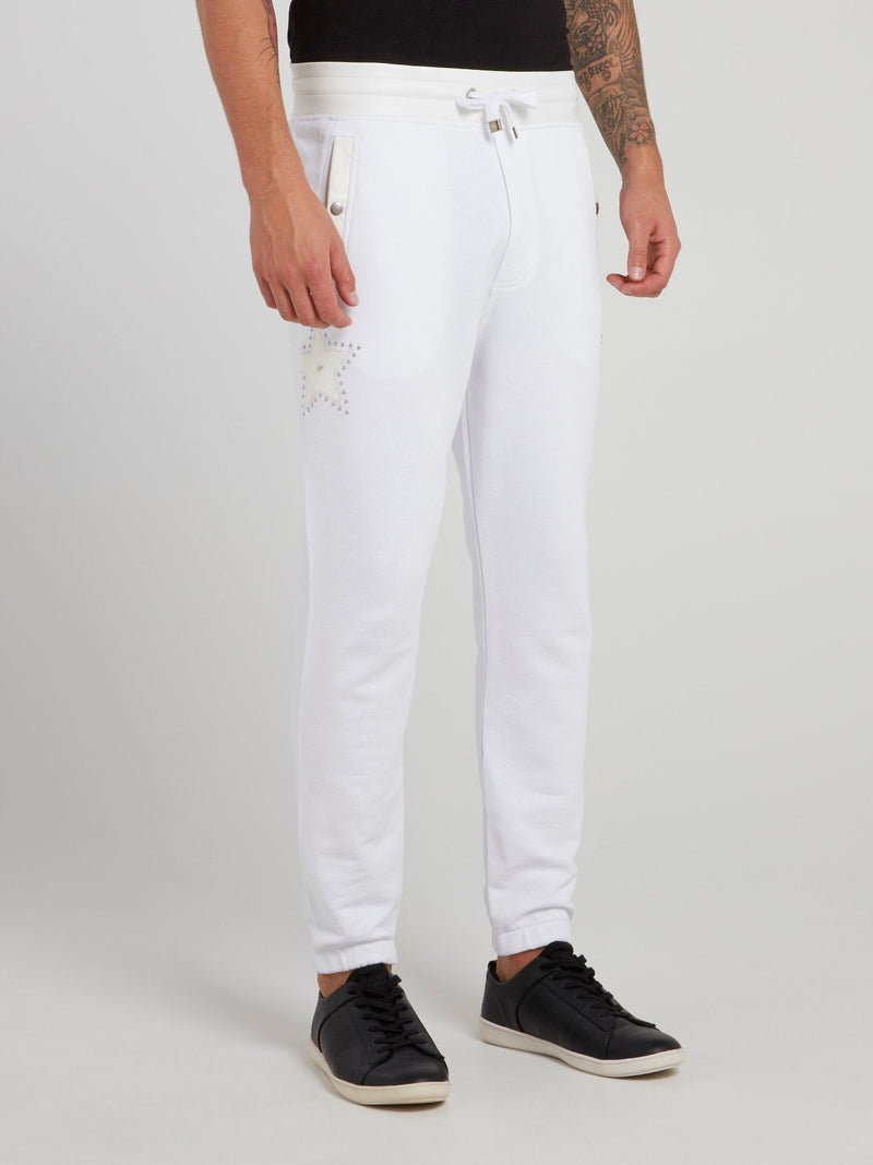 White Leather Panel Track Trousers