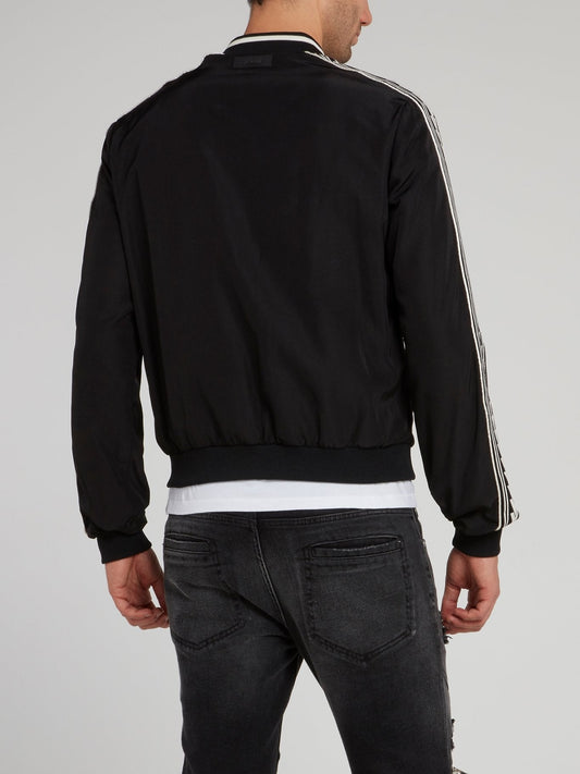 Black Sleeve Stripe Bomber Jacket