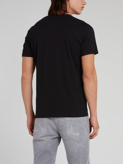 Black Sketch Print Logo Shirt