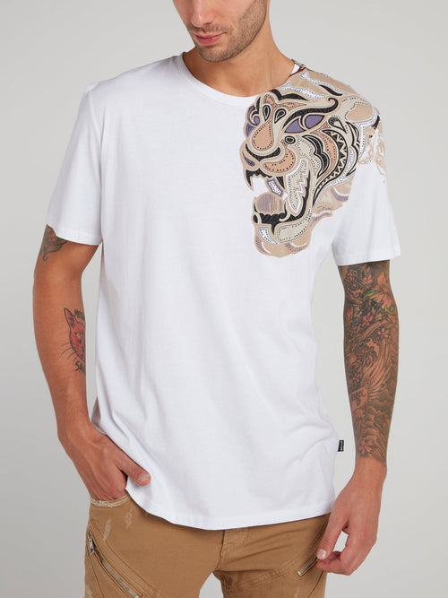 White Tiger Print Shirt