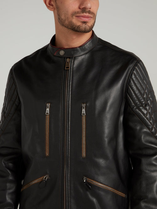 Ovis Aries Leather Biker Jacket