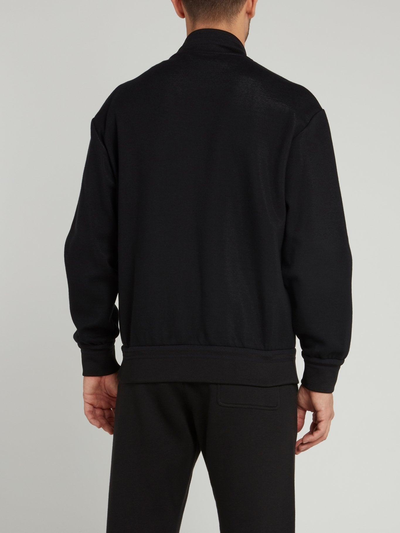 Black Appliquéd Woven Bomber Jacket