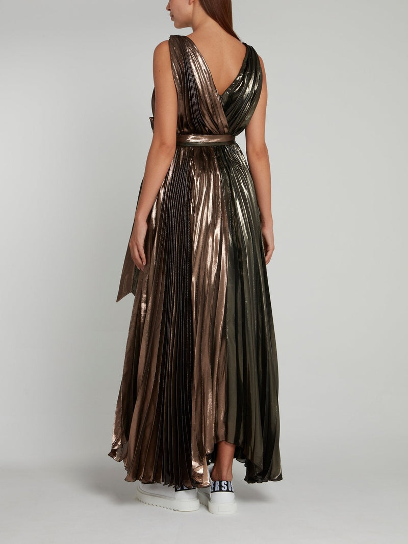 Metallic Surplice Maxi Dress