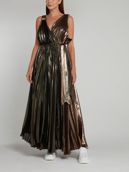 Metallic Surplice Maxi Dress