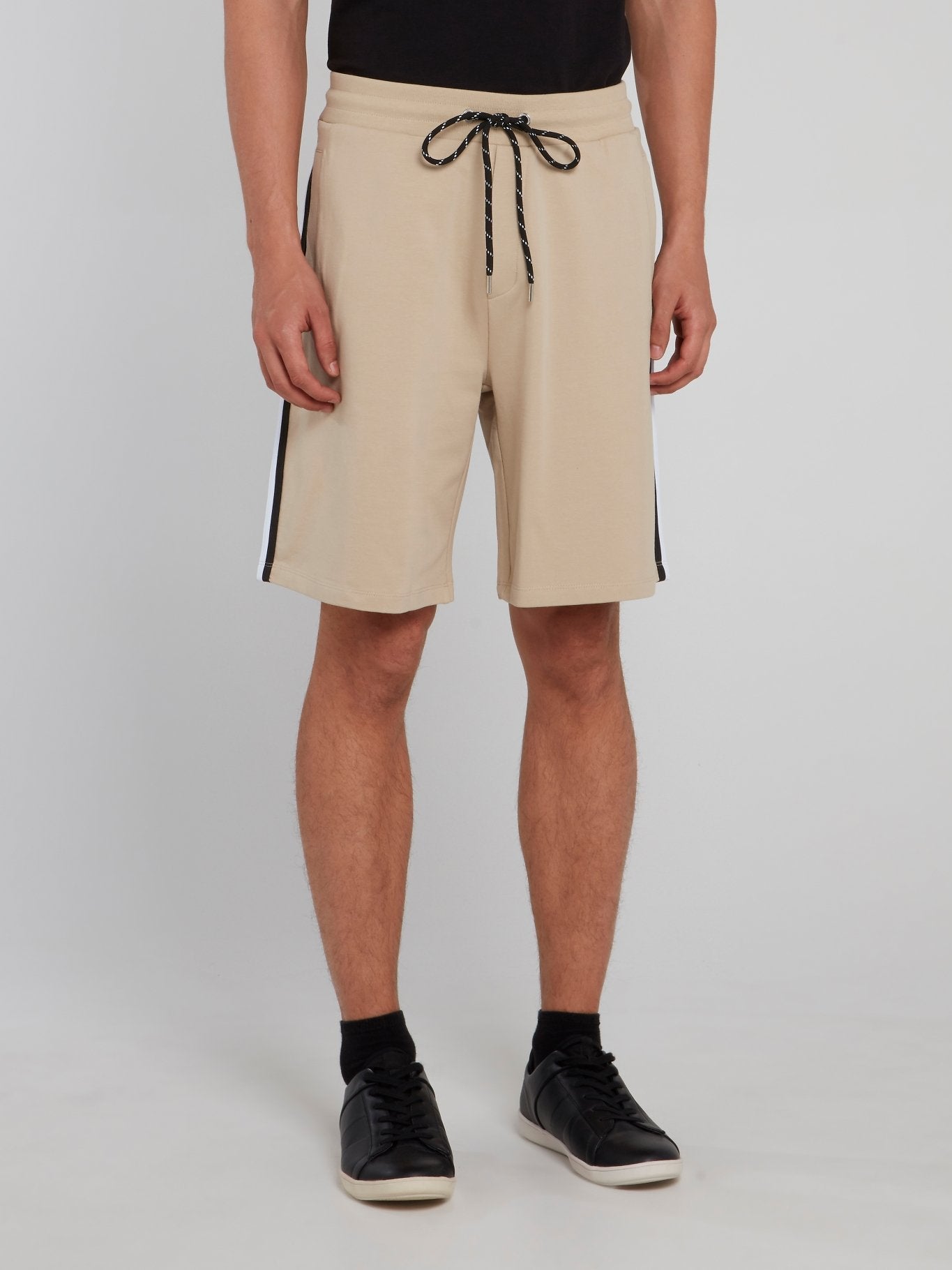 Beige Drawstring Active Shorts