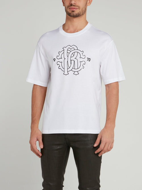 White Logo Half Sleeve T-Shirt