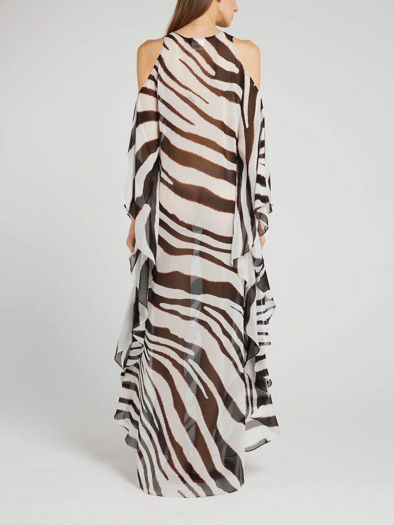 Zebra Effect Flounce Maxi Dress