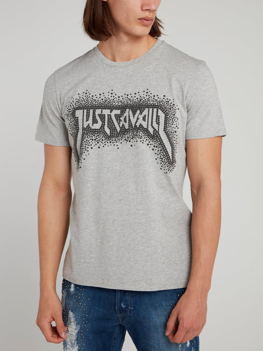 Grey Studded Logo T-Shirt