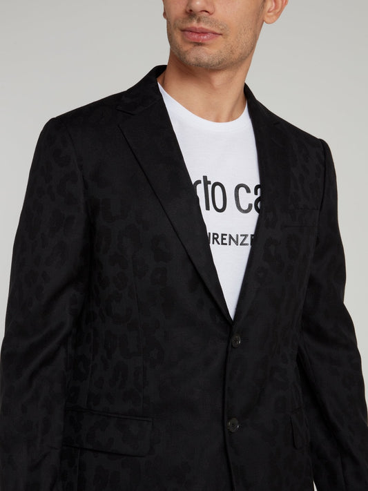 Black Leopard Woven Suit