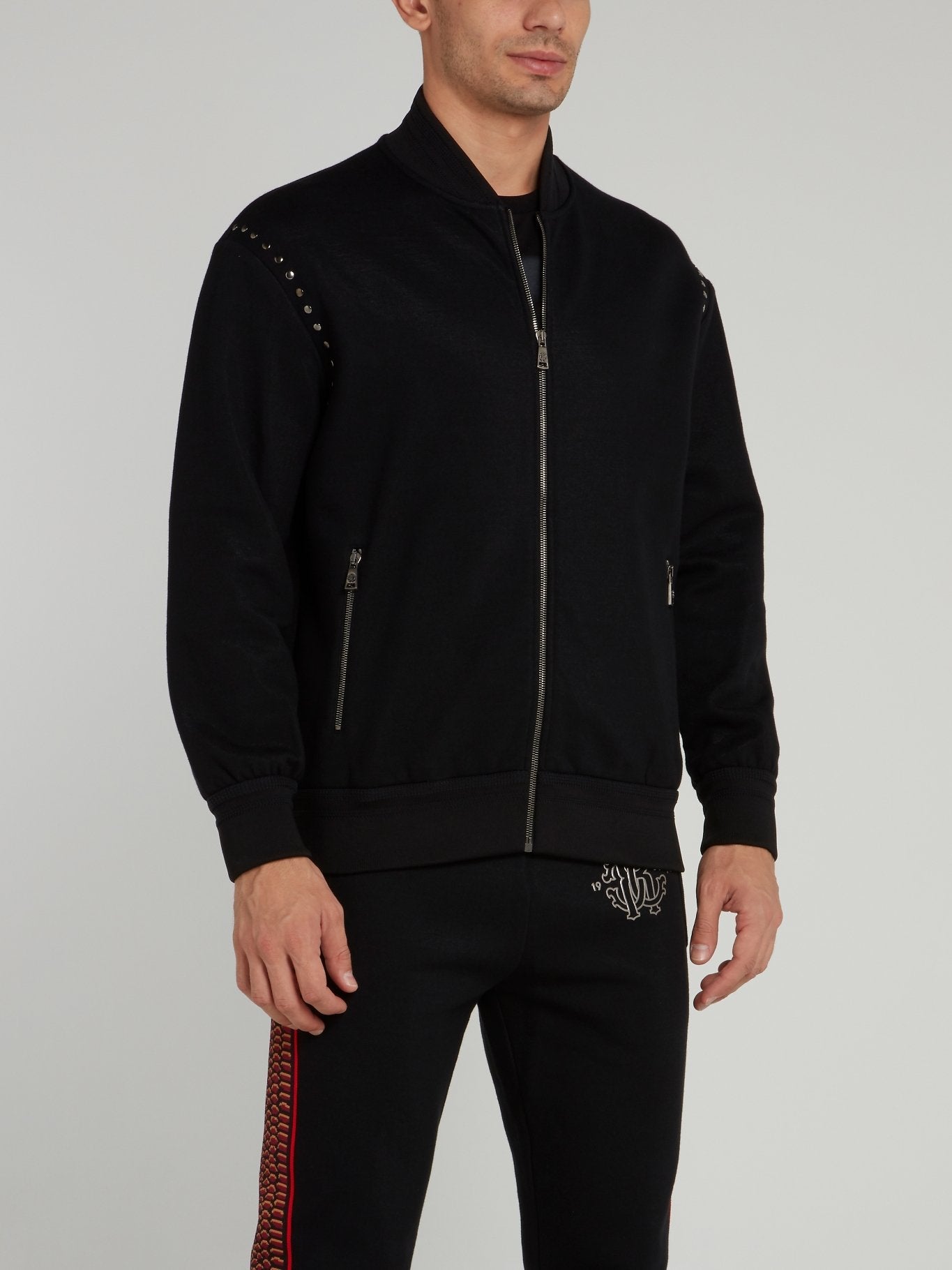 Black Woven Bomber Jacket