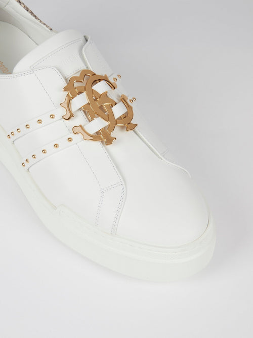 White Studded Platform Sneakers