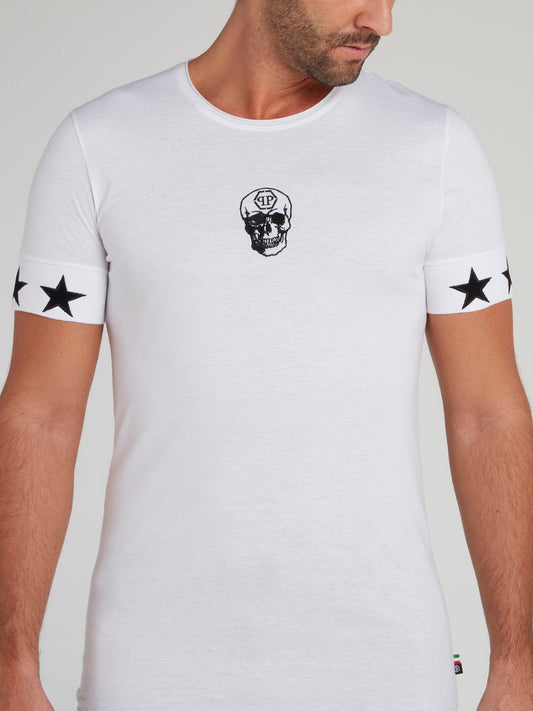 White Stars Skull Cotton T-Shirt