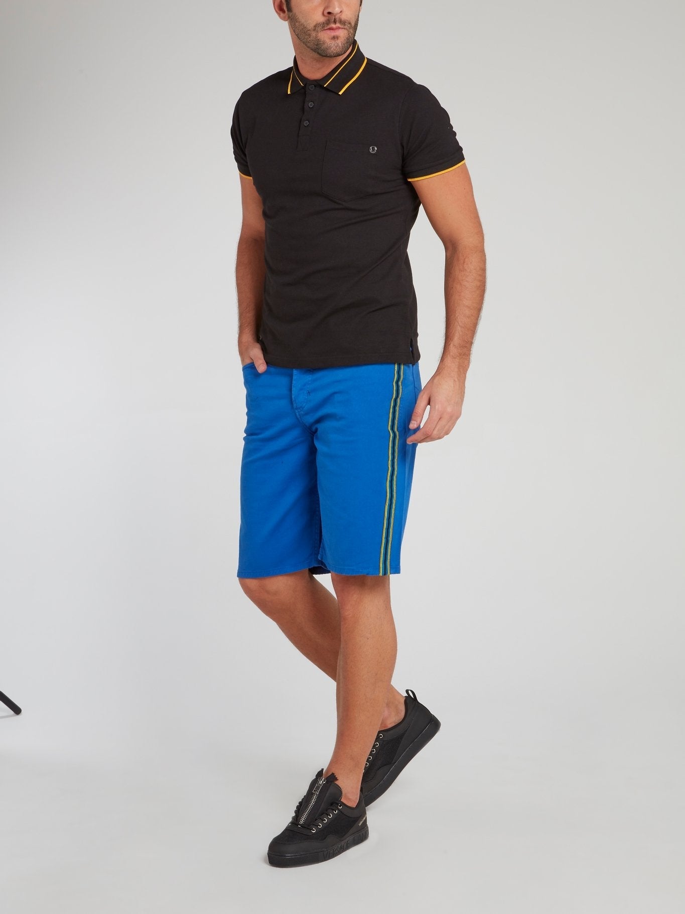 Black Piquet Stretch Polo Shirt