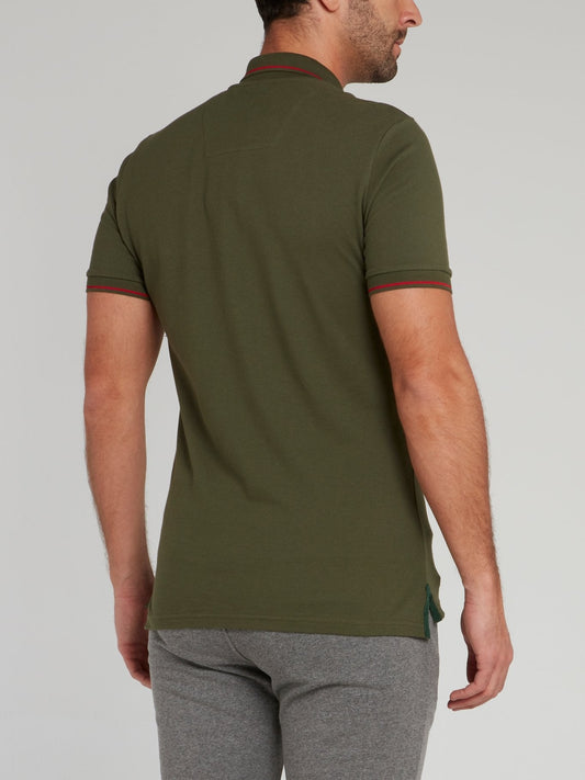 Olive Logo Appliquéd Polo Shirt