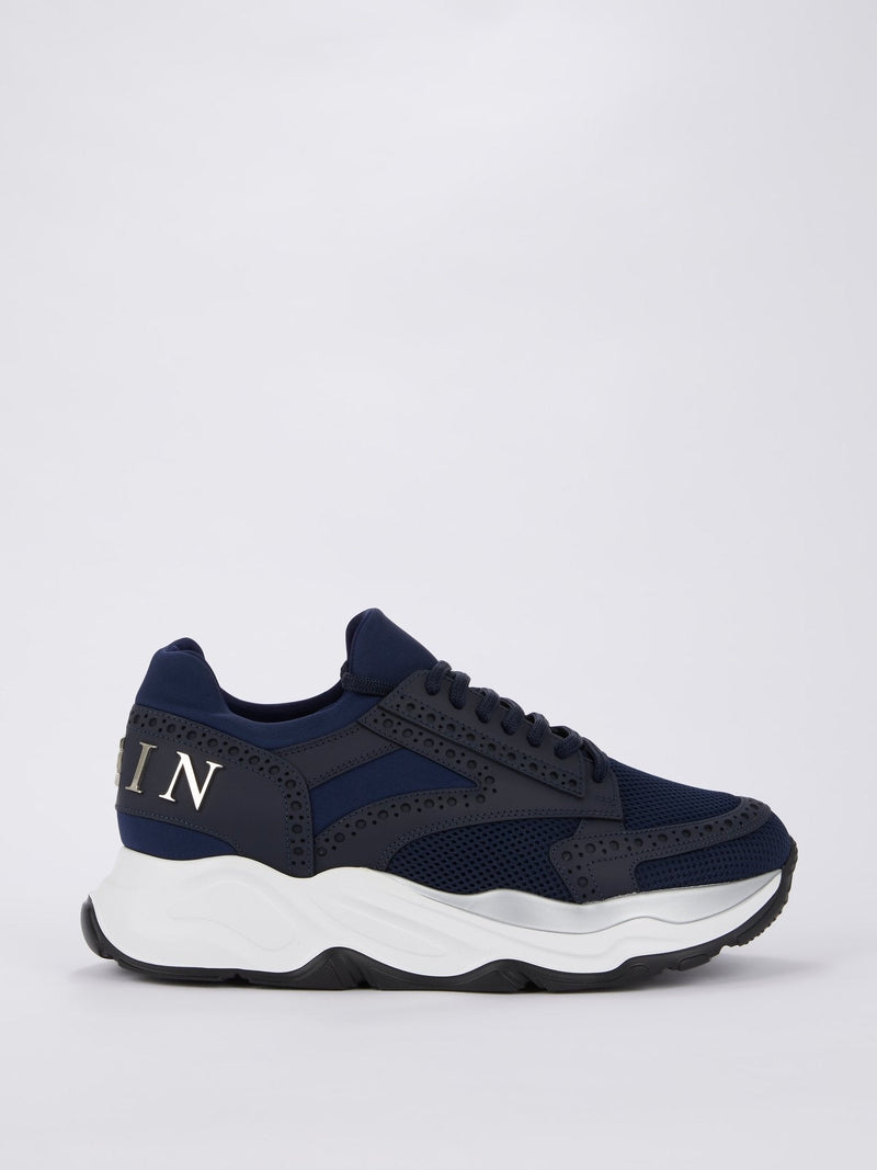 Navy Rear Logo Platform Sneakers