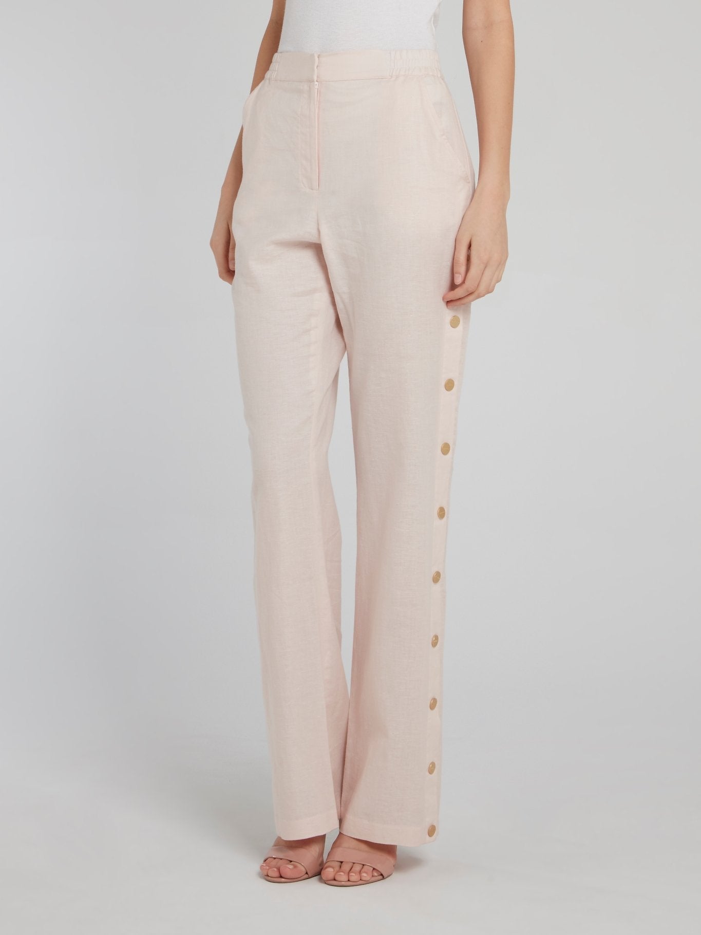 Side Button Linen Trousers