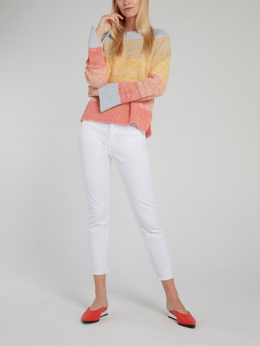 White Denim Stretch Trousers