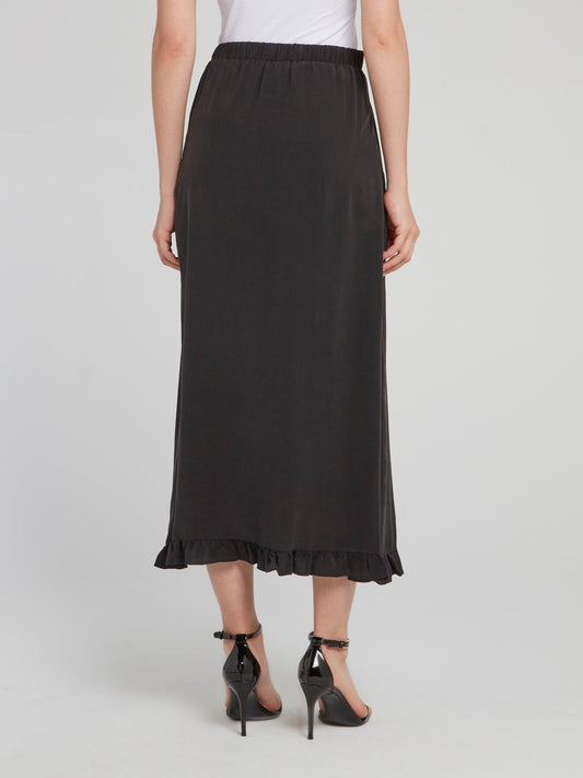 Noir Wrap Midi Skirt