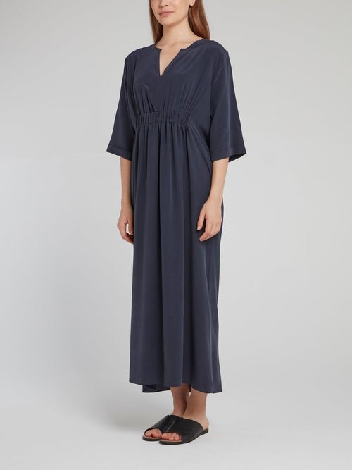 Navy Ruched Maxi Dress