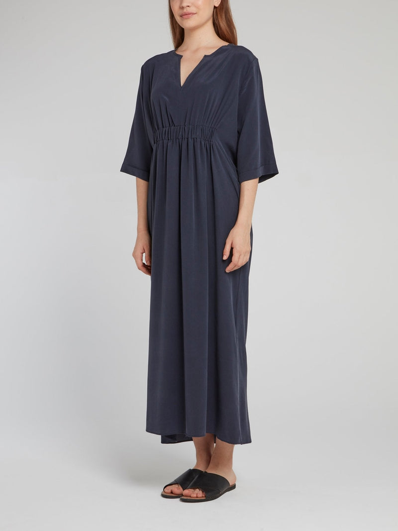 Navy Ruched Maxi Dress