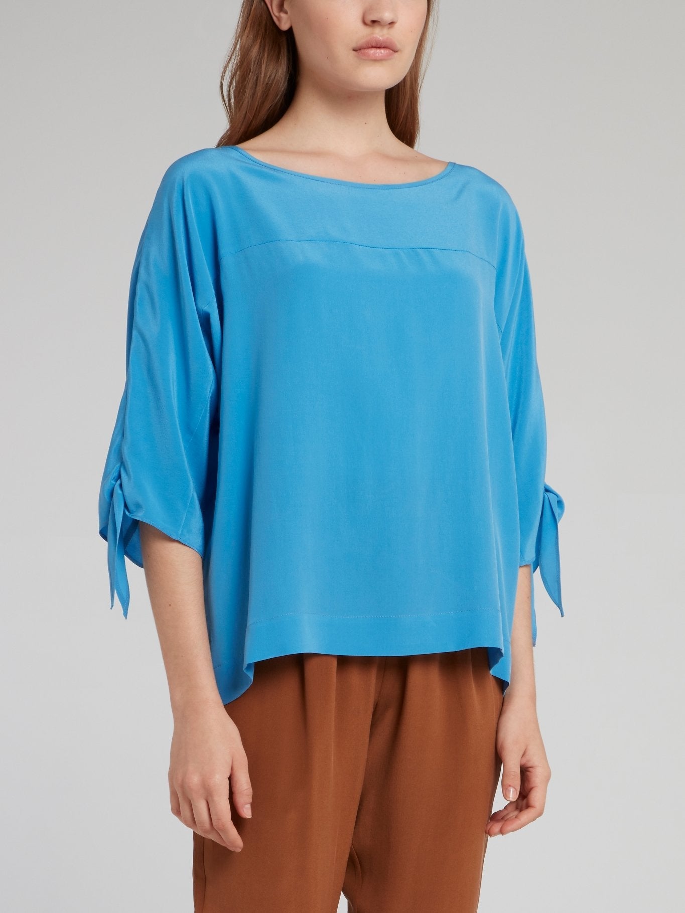 Blue Tie Sleeve Top