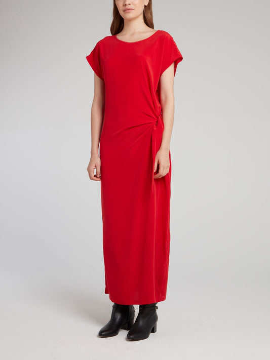 Ruby Draped Silk Dress