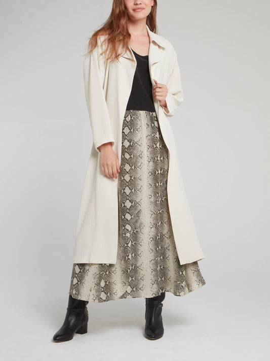 Python Effect Gathered Midi Skirt