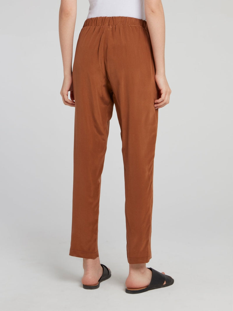 Brown Cropped Tapered Pants