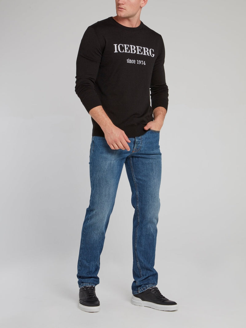 Black Classic Logo Knitted Sweatshirt