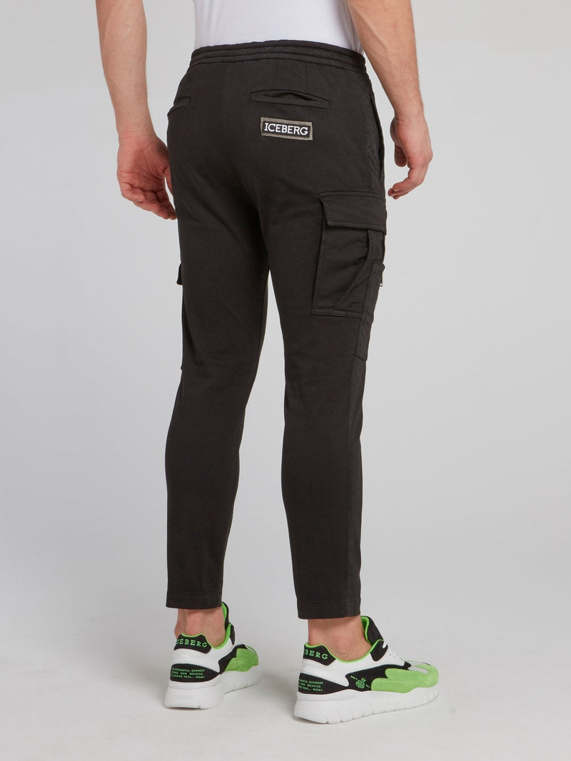 Black Slim Fit Cropped Cargo Pants